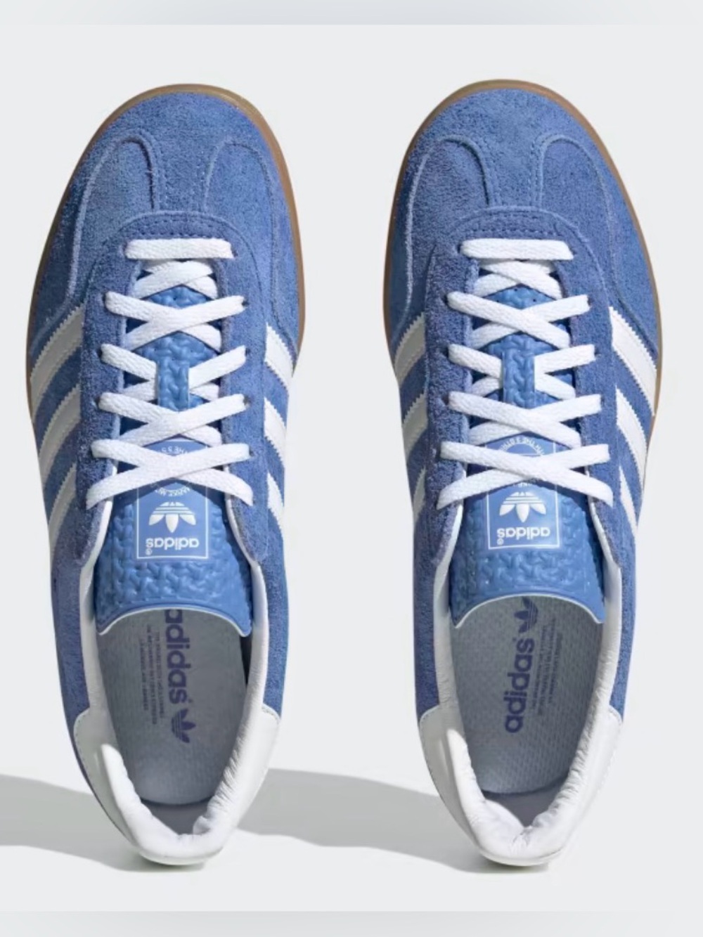 EUC Adidas Gazelle Indoor Shoes in Blue/Cloud/Gold size US 7 - Picture 3 of 5